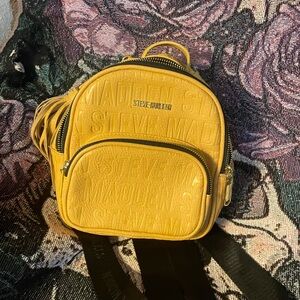 Steve Madden Mustard Yellow Embossed Backpack